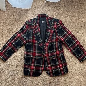 Requirements Red and Black Plaid Blazer